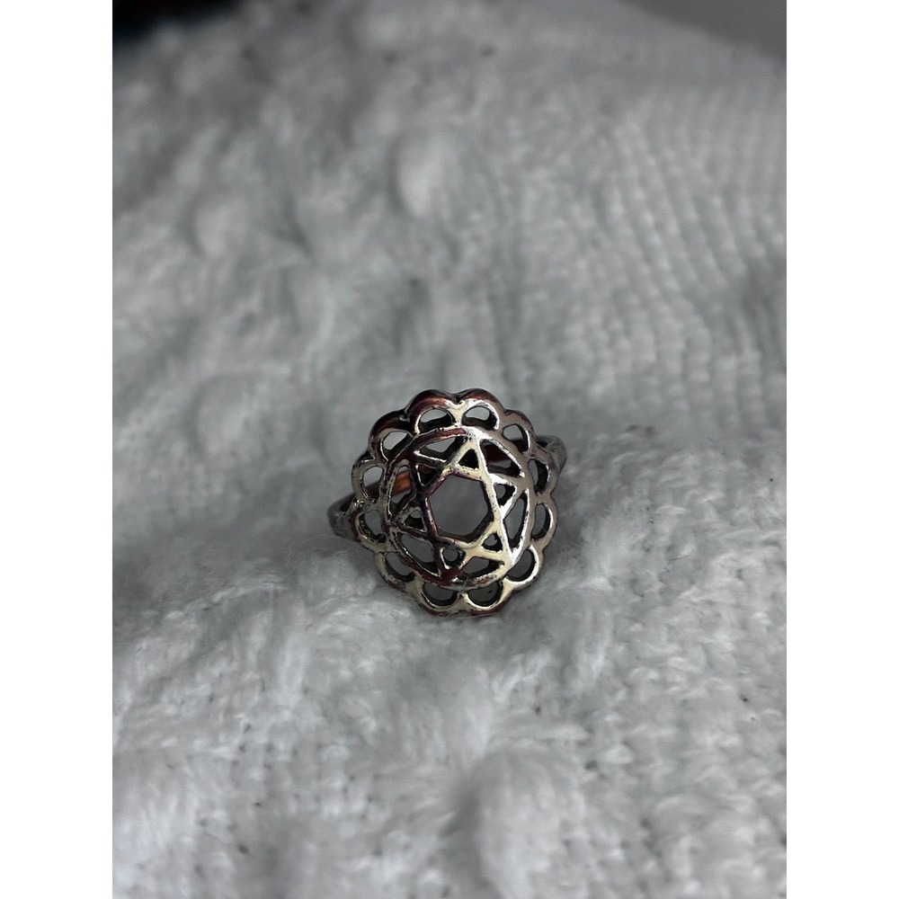 Star of David Filigree Ring Silver Tone Judaica Jewish Jewelry Size 6.75